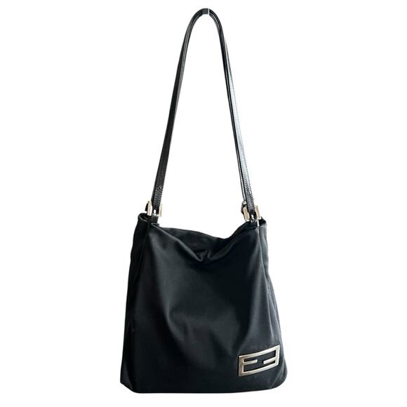 Fendi Women’s Vintage FF Neoprene Black Silver Nylon Baguette Shoulder Bag - Picture 11 of 11